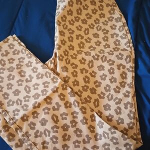 Denim&Co Tan and Brown Leopard Print Straight Leg Pants